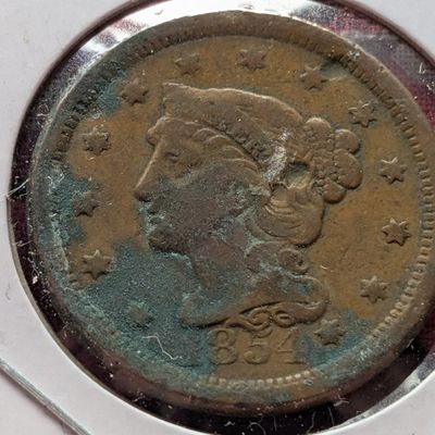 1854 Braided Hair Large Cent - F