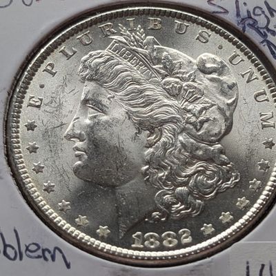 1882 Morgan 90% Silver Dollar - Slightly Rotated Die - MS