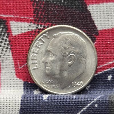 1946 Roosevelt 90% Silver Dime, First Year
