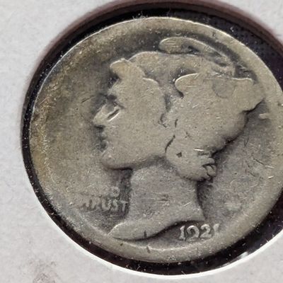1921 Mercury 90% Silver Dime - AG - Key Date