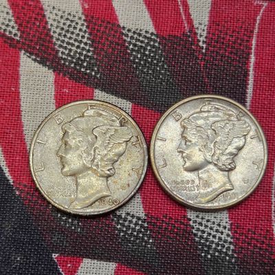 1940 & 1941 Mercury 90% Silver Dimes