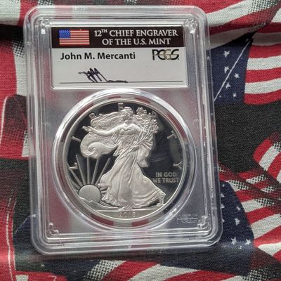 2018-W American Silver Eagle One Troy Oz. .999 Fine Silver NGC PCGS PR 70 DCAM - First Strike - 1 of 500 - Signed By John Mercanti