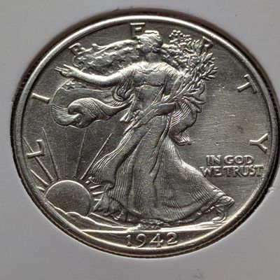 1942-D Walking Liberty 90% Silver Half Dollar - Unc.