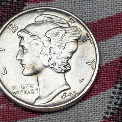 1945 Mercury 90% Silver Dime - MS