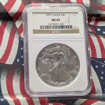 1997 American Silver Eagle One Troy Oz. .999 Fine Silver NGC MS 69