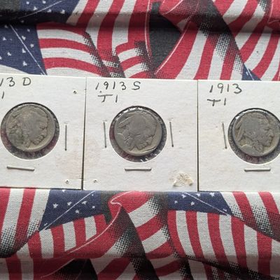 No Date P, D, & S Type 1 Indian Head Buffalo Nickels