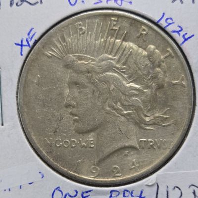1924 Peace 90% Silver Dollar - XF