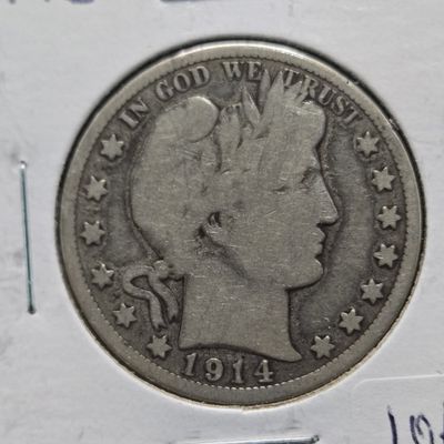 1914-S Barber 90% Silver Half Dollar
