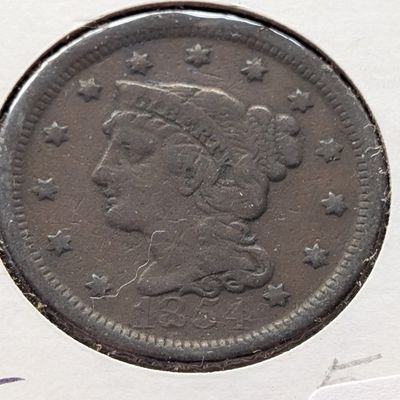 1854 Braided Hair Large Cent - F
