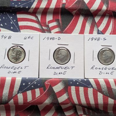 1948 P, D, & S Roosevelt 90% Silver Dimes