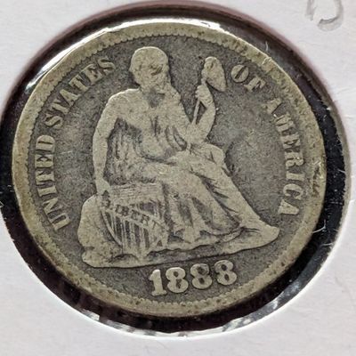 1888 Seated Liberty 90% Silver Dime