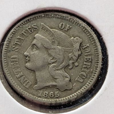 1865 Three Cent Nickel - VF
