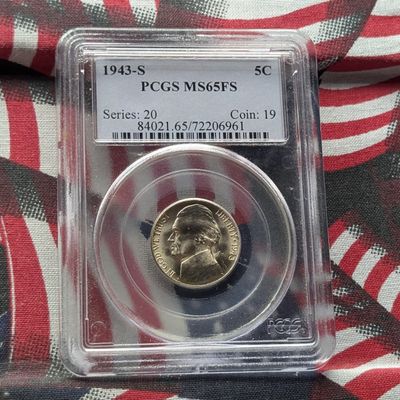1943-S Jefferson 35% Silver Wartime Nickel PCGS MS65FS