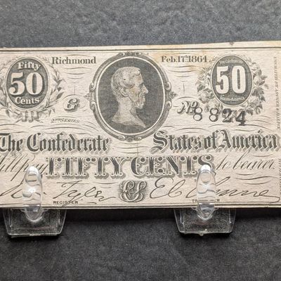 1864 Confederate States of America 2nd Series 50 Cent Fractional Currency Note