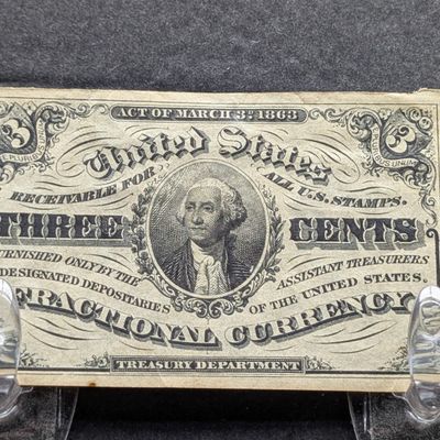 1863 United States Three Cent Fractional Currency Note