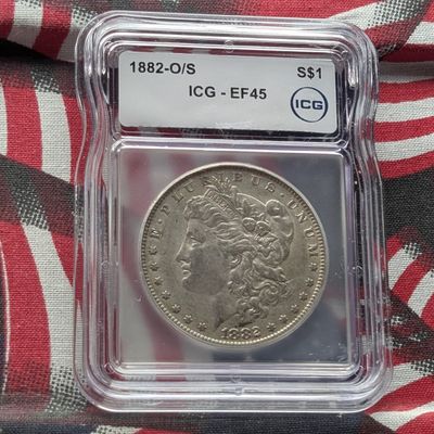 1882 O/S Morgan 90% Silver Dollar ICG EF45 - Bold O/S - Semi Key Date!!