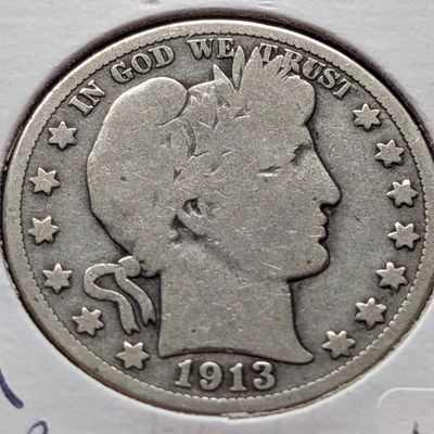 1913 Barber 90% Silver Half Dollar