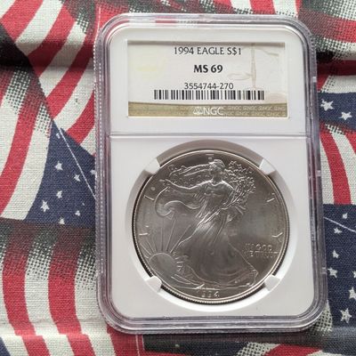 1994 American Silver Eagle One Troy Oz. .999 Fine Silver NGC MS 69