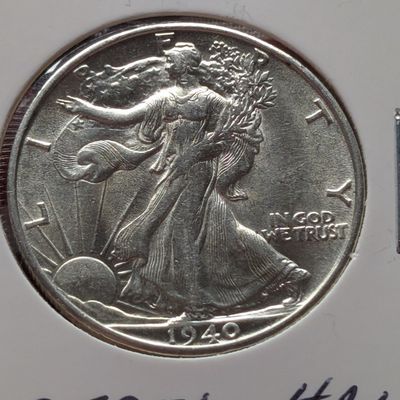 1940-S Walking Liberty 90% Silver Half Dollar - Unc.