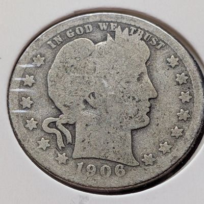 1906-O Barber 90% Silver Quarter