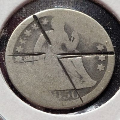 1850 Seated Liberty 90% Silver Dime - Damaged