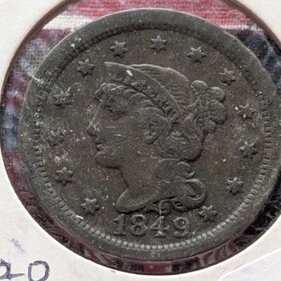 1849 Braided Hair Large Cent - VF