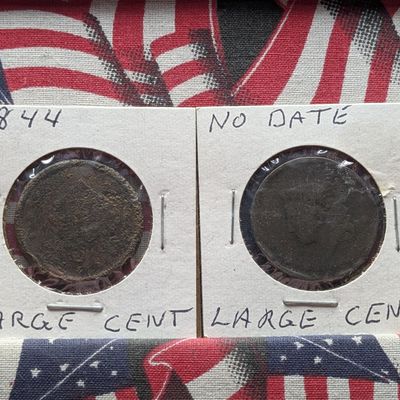 1844 Braided Hair Large Cent & No Date Matron Head Large Cent