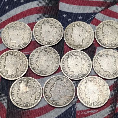 1900, 1903, 1905, 1906, 1907, 1908, 1909, 1910, 1911, & (2) 1912 Liberty Head V Nickels