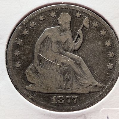 1877-CC Seated Liberty 90% Silver Half Dollar - VG