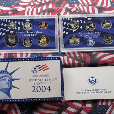 2004-S U.S. Mint Proof Set with State Quarters and Sacagawea Dollar in OGP w/ COA