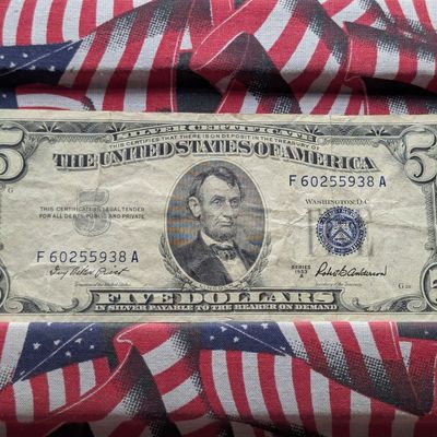 1953 A Series U.S. $5 Silver Certificate, Off Centered