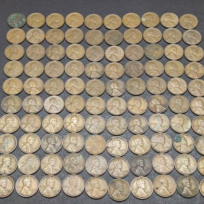 (100) Assorted Date & Mint Marks Lincoln Wheat Cents, No Key Dates