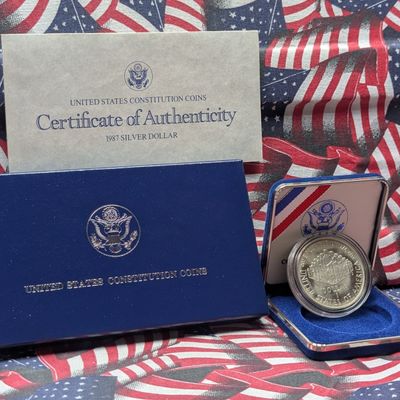 1987-S U.S. Constitution 200th Anniversary Commemorative 90% Silver Proof Dollar, 26.73g in OGP w/ COA