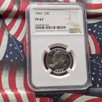 1963 Washington 90% Silver Quarter NGC PF 67
