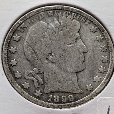 1899 Barber 90% Silver Half Dollar - VG