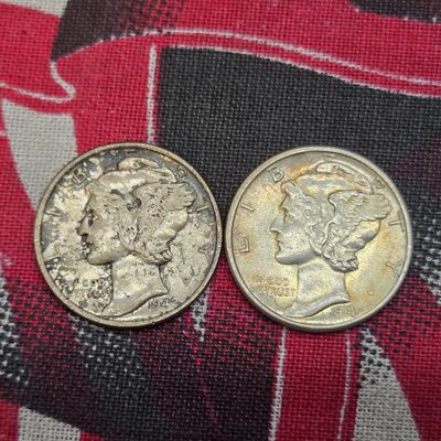 1942 & 1943 Mercury 90% Silver Dimes
