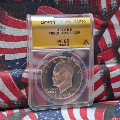 1974-S Eisenhower 40% Silver Proof Dollar ANACS PF 66