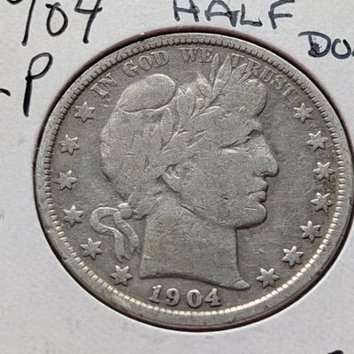 1904 Barber 90% Silver Half Dollar