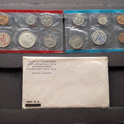 1969 P&D U.S. Unc. Mint Set In OGP - Includes 40% Silver Kennedy Half Dollar & "S" Mint Mark Cent