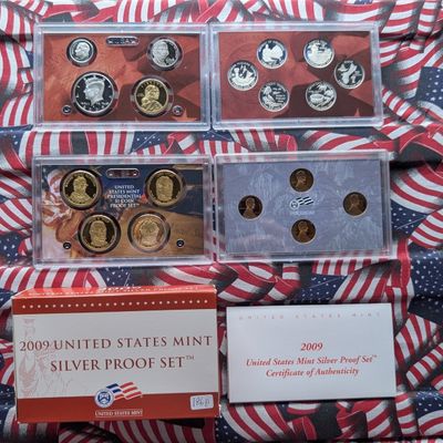 2009-S U.S. Mint Silver Proof Set with Presidential Dollars, Bicentennial Cents, Territorial Quarters, and Sacagawea Dollar in OGP w/ COA...