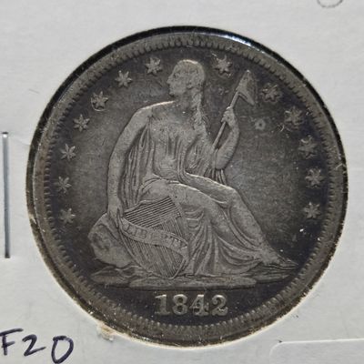 1842 Seated Liberty 90% Silver Half Dollar - FV