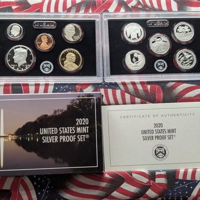 2020-S U.S. Mint Silver Proof Set with ATB Quarters and Sacagawea Dollar in OGP w/ COA - Includes (7) 99.9% Silver Coins