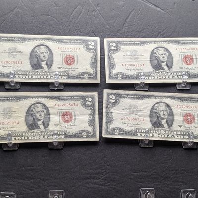 (2) 1963 Series & (2) 1963 A Series $2 Red Seal Notes