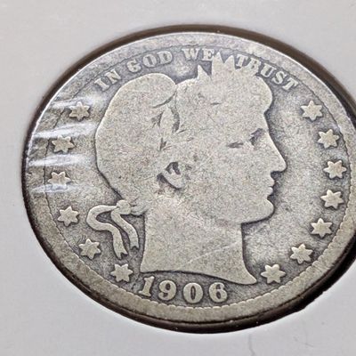 1906 Barber 90% Silver Quarter