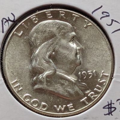 Sale Photo Thumbnail #78: 1951 Franklin 90% Silver Half Dollar - Korean War Era!