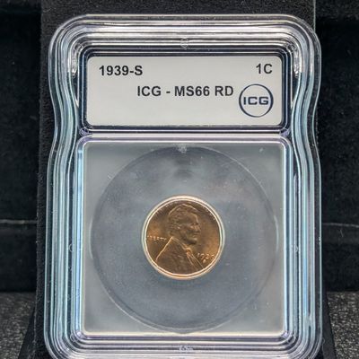 Sale Photo Thumbnail #306: 1939-S Lincoln Wheat Cent ICG-MS66 RD