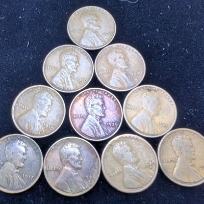 Sale Photo Thumbnail #116: (10) Assorted Lincoln Wheat Cents