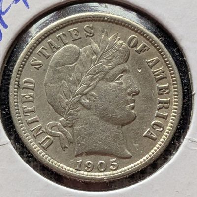 Sale Photo Thumbnail #15: 1905 Barber 90% Silver Dime - Full Liberty!