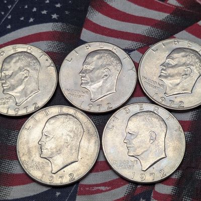 Sale Photo Thumbnail #266: (5) 1972-D Eisenhower Dollars, all AU or Better