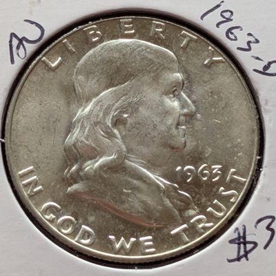 Sale Photo Thumbnail #8: 1963-D Franklin 90% Silver Half Dollar